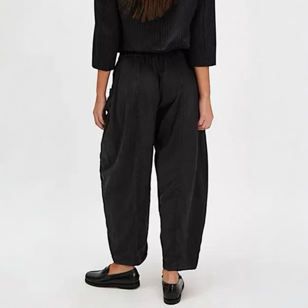 Free People High Road Pull-On Barrel Linen Pants In Python Black Sz XS - Picture 4 of 10